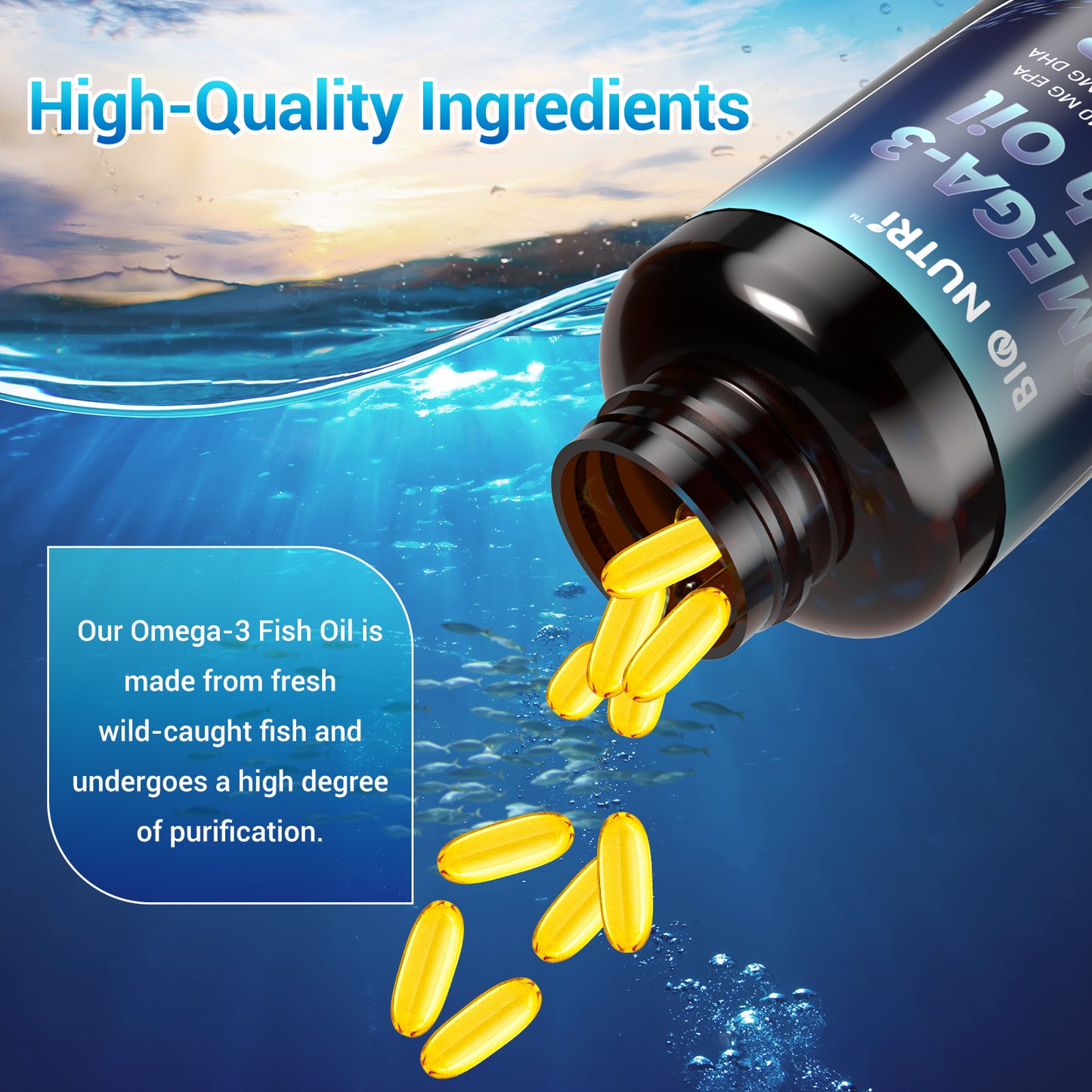 Triple Strength Omega 3 Fish Oil｜3000 mg Fish Oil Supplements｜120 Softgels